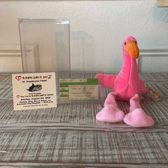 “Pinky” Beanie Babies 1995 Limited Edition of 10,000 Tampa Bay Devil Rays Gift - Picture 1 of 13